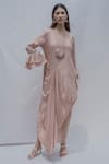 Buy_Bohame_Pink Tencel Draped Dress _at_Aza_Fashions