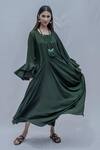 Shop_Bohame_Green Tencel Draped Dress _at_Aza_Fashions