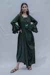 Buy_Bohame_Green Tencel Draped Dress _at_Aza_Fashions