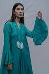Bohame_Green Tencel Pleated Dress _Online_at_Aza_Fashions