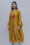 Buy_Bohame_Yellow Tencel Pleated Dress _at_Aza_Fashions