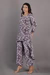 Bohame_Purple Crepe Printed Floral Round Tunic And Pant Set _Online_at_Aza_Fashions