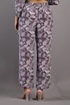 Bohame_Purple Crepe Printed Floral Round Tunic And Pant Set _at_Aza_Fashions