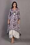 Buy_Bohame_Purple Crepe Printed Floral Round Rue Cowl Dress _Online_at_Aza_Fashions