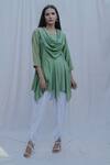 Bohame_Green Tencel Dream Cowl Top _Online_at_Aza_Fashions