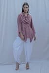 Bohame_Purple Tencel Cowl Tunic _Online_at_Aza_Fashions