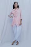 Bohame_Peach Tencel Cowl Tunic _Online_at_Aza_Fashions