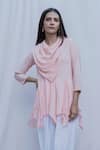 Buy_Bohame_Peach Tencel Cowl Tunic _at_Aza_Fashions