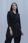 Buy_Bohame_Black Tencel Cowl Tunic _at_Aza_Fashions