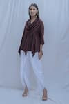 Bohame_Brown Tencel Dream Cowl Top _Online_at_Aza_Fashions