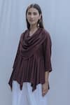 Buy_Bohame_Brown Tencel Dream Cowl Top _at_Aza_Fashions