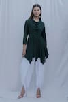 Bohame_Green Tencel Dream Cowl Top _Online_at_Aza_Fashions