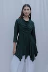 Buy_Bohame_Green Tencel Dream Cowl Top _at_Aza_Fashions