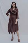 Bohame_Brown Tencel Dream Cowl Dress _Online_at_Aza_Fashions