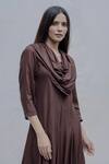 Buy_Bohame_Brown Tencel Dream Cowl Dress _Online_at_Aza_Fashions