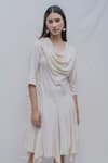 Shop_Bohame_White Tencel Cowl Dress _Online_at_Aza_Fashions