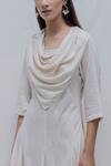 Bohame_White Tencel Cowl Dress _at_Aza_Fashions