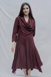 Buy_Bohame_Maroon Tencel Dream Cowl Dress _at_Aza_Fashions