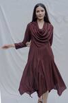 Buy_Bohame_Maroon Tencel Dream Cowl Dress _Online_at_Aza_Fashions