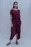 Bohame_Purple Tencel Asymmetric Dress _Online_at_Aza_Fashions