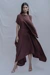 Buy_Bohame_Brown Tencel Asymmetric Dress _at_Aza_Fashions