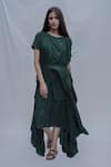 Bohame_Green Tencel Asymmetric Dress _Online_at_Aza_Fashions