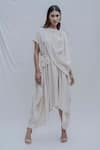 Buy_Bohame_White Tencel Jess Overlap Asymmetric Dress _at_Aza_Fashions