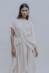 Bohame_White Tencel Jess Overlap Asymmetric Dress _Online_at_Aza_Fashions