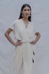 Bohame_White Handloom Cotton Rika Jumpsuit _Online_at_Aza_Fashions