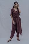 Bohame_Brown Handloom Cotton Rika Jumpsuit _Online_at_Aza_Fashions