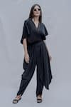 Buy_Bohame_Black Tencel Pleated Dhoti Jumpsuit _at_Aza_Fashions