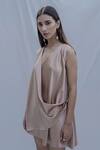 Buy_Bohame_Gold Satin Silk Tidisha Wrap Dress _Online_at_Aza_Fashions
