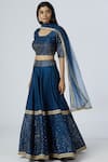 Buy_Bohame_Blue Chanderi Silk Scoop Neck Lehenga Set _at_Aza_Fashions