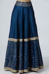 Shop_Bohame_Blue Chanderi Silk Scoop Neck Lehenga Set _Online_at_Aza_Fashions