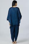 Shop_Bohame_Blue Crepe Round Embellished Kaftan Dhoti Pant Set_at_Aza_Fashions