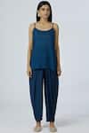 Buy_Bohame_Blue Crepe Round Embellished Kaftan Dhoti Pant Set_Online_at_Aza_Fashions