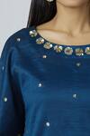 Bohame_Blue Crepe Round Embellished Kaftan Dhoti Pant Set_at_Aza_Fashions