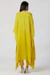 Shop_Bohame_Yellow Crepe, Twill V Neck Embroidered Kaftan Pant Set_at_Aza_Fashions