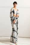 Bohame_Beige Crepe Irina Pre-draped Saree Set_Online_at_Aza_Fashions