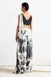 Shop_Bohame_Black Muslin Silk V Neck Alafia Tie Dye Pant Set _at_Aza_Fashions
