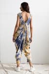 Shop_Bohame_Beige Muslin Silk Embroidery V Neck Diana Tie Dye Jumpsuit _at_Aza_Fashions