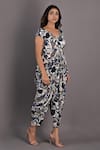 Bohame_Multi Color Crepe Printed Floral V Neck Azalea Draped Jumpsuit _Online_at_Aza_Fashions