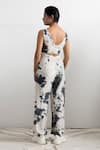 Shop_Bohame_Black Muslin Silk V Neck Fianna Tie Dye Jumpsuit _at_Aza_Fashions