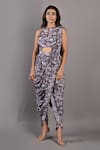 Buy_Bohame_Purple Crepe Printed Floral Keyhole Evanthe Draped Jumpsuit _at_Aza_Fashions