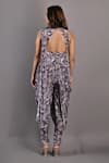 Shop_Bohame_Purple Crepe Printed Floral Keyhole Evanthe Draped Jumpsuit _at_Aza_Fashions