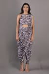 Buy_Bohame_Purple Crepe Printed Floral Keyhole Evanthe Draped Jumpsuit _Online_at_Aza_Fashions