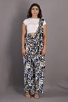 Buy_Bohame_Multi Color Crepe Printed Floral Round Yasmin Saree Jumpsuit_Online_at_Aza_Fashions