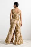 Shop_Bohame_Beige Crepe V Neck Zaila Tie Dye Draped Jumpsuit _at_Aza_Fashions