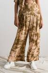 Buy_Bohame_Beige Crepe Embroidery Round Eva Tie Dye Cape Jumpsuit _Online_at_Aza_Fashions