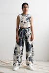 Buy_Bohame_Black Muslin Silk Cowl Helen Tie Dye Co-ord Pant Set _at_Aza_Fashions